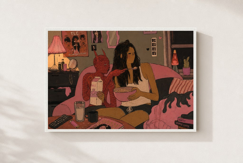 Cereal and the Devil, framed close-up, white