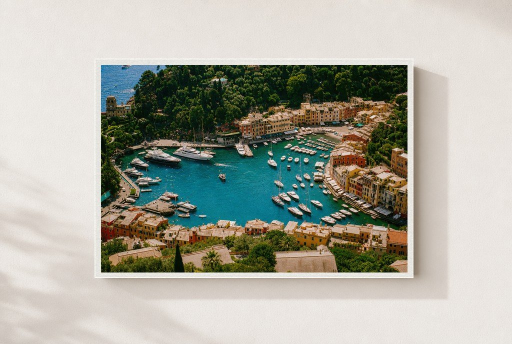Portofino from Above, framed, white