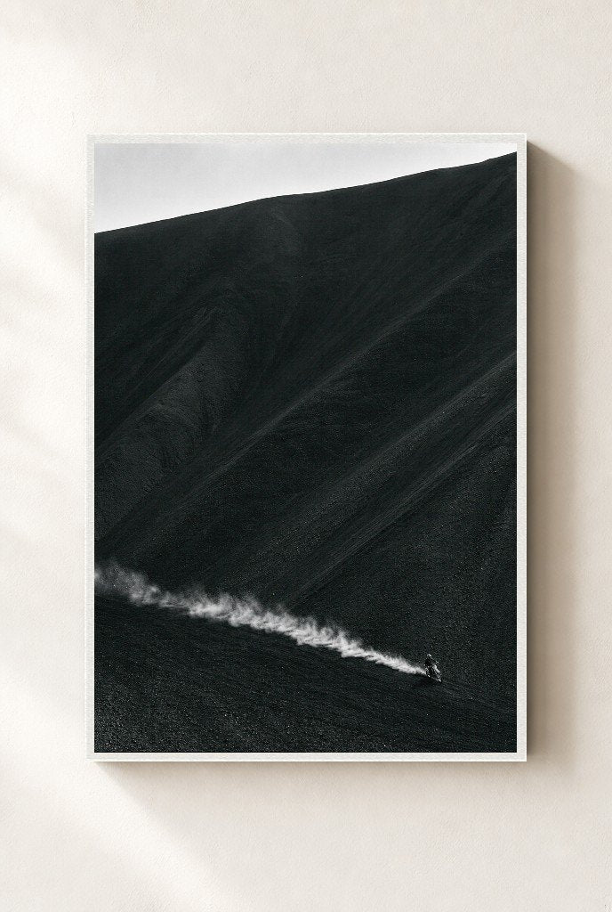 Smoke on the Slope, framed, white