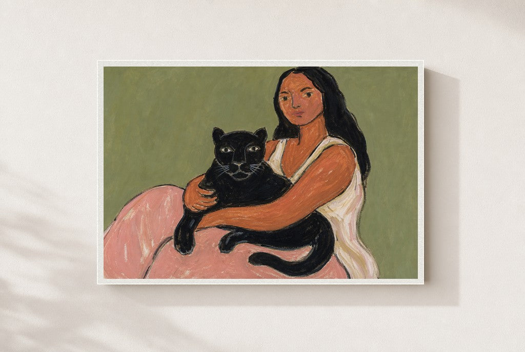 Black Cat, Held, framed close-up, white