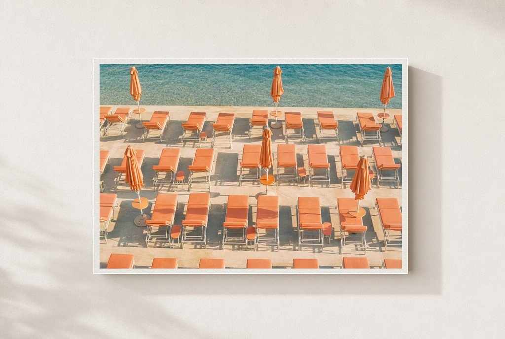 Front Row, Cabana, framed, white