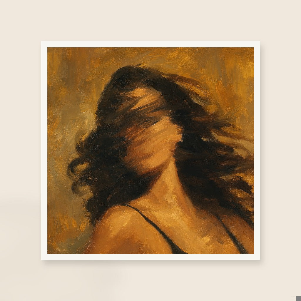 Hair Whip, Ochre Wash, framed close-up, white