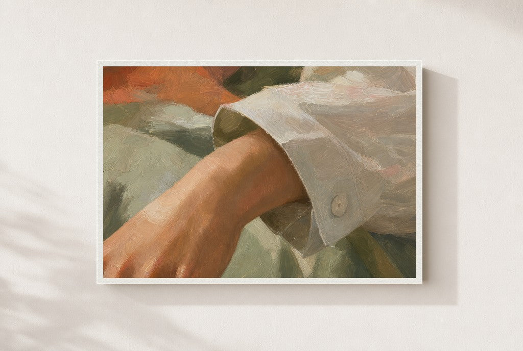 His Shirt, Probably, framed close-up, white