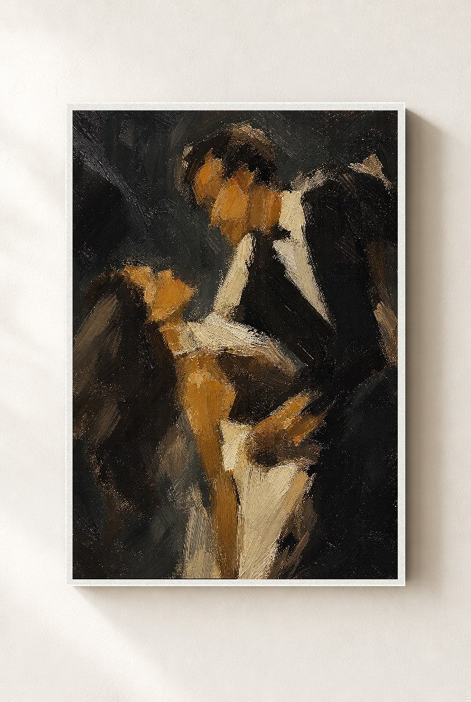 Couple, Charcoal, framed close-up, white