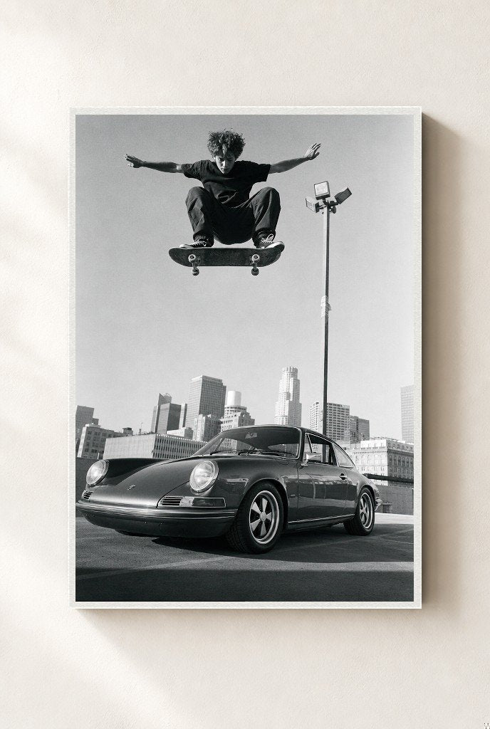Hang Time, framed, white