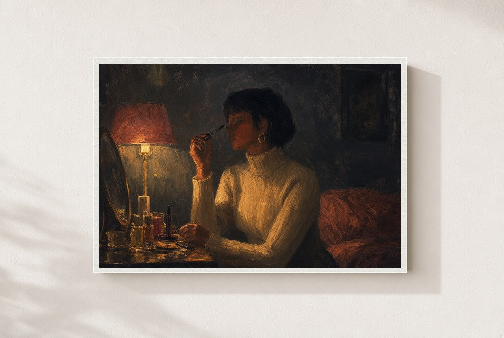 By Lamplight, framed close-up, white