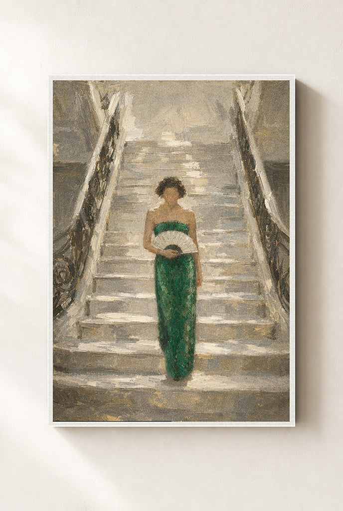 Python and the Staircase, framed close-up, white