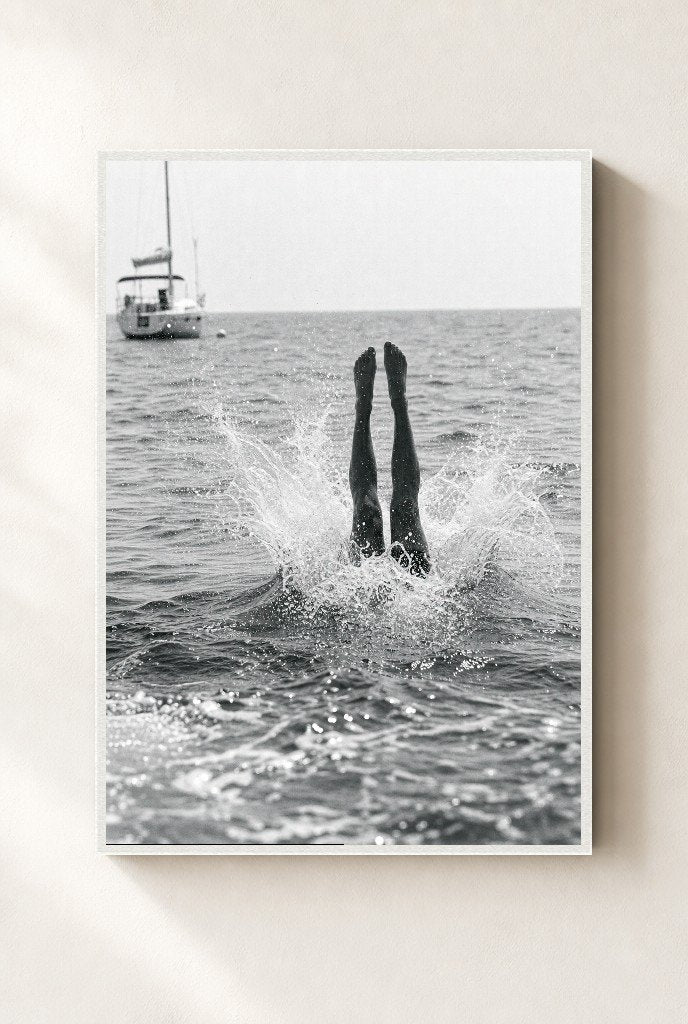 Off the Boat, framed, white