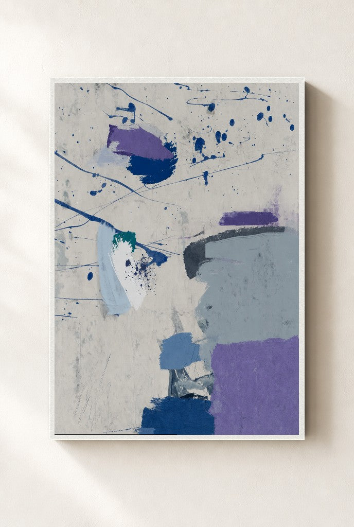 Cool Marks, Cream print, mounted in a white wood frame on a cream wall.