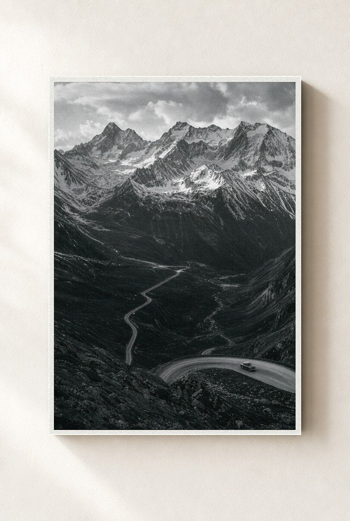 Pass Through the Alps, framed, white