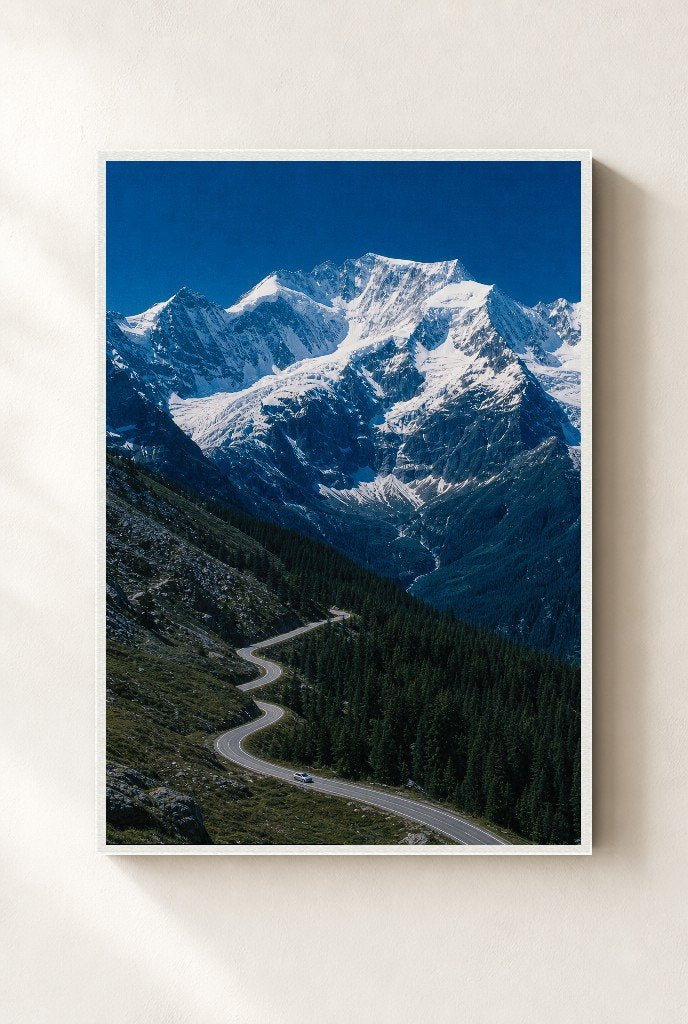 The Alpine Pass, framed, white