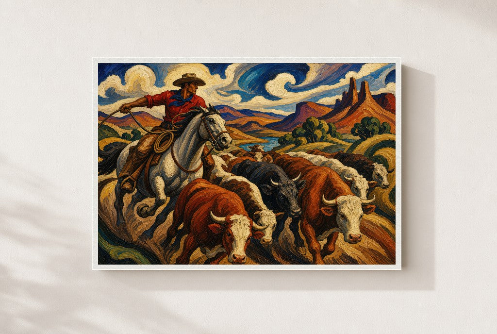 Moving the Herd, framed close-up, white