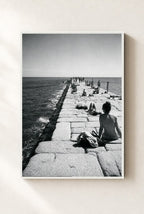 Pier in the Sun, framed, white