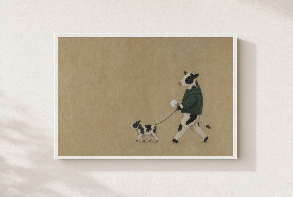 Just the Two of Us print, mounted in a white wood frame on a cream wall.