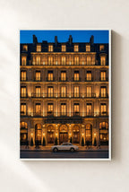 Last Car at the Louvre, framed, white