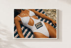 Tape Deck Tan Lines, framed, white