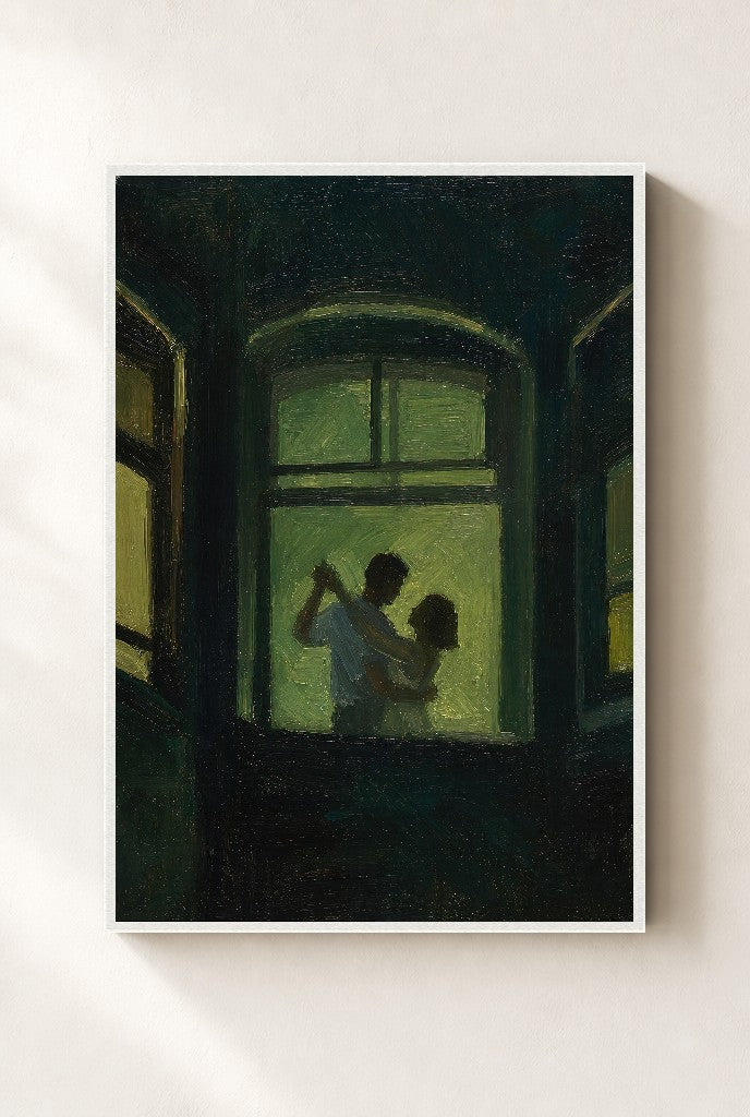 Green Night, Dancers, framed close-up, white