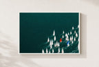 One Red Sail, framed, white