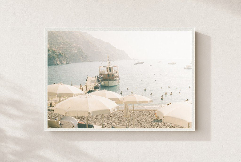 Haze Over the Harbor, framed, white