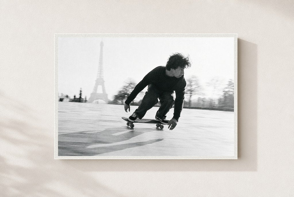 Skate, Tower Behind You, framed, white
