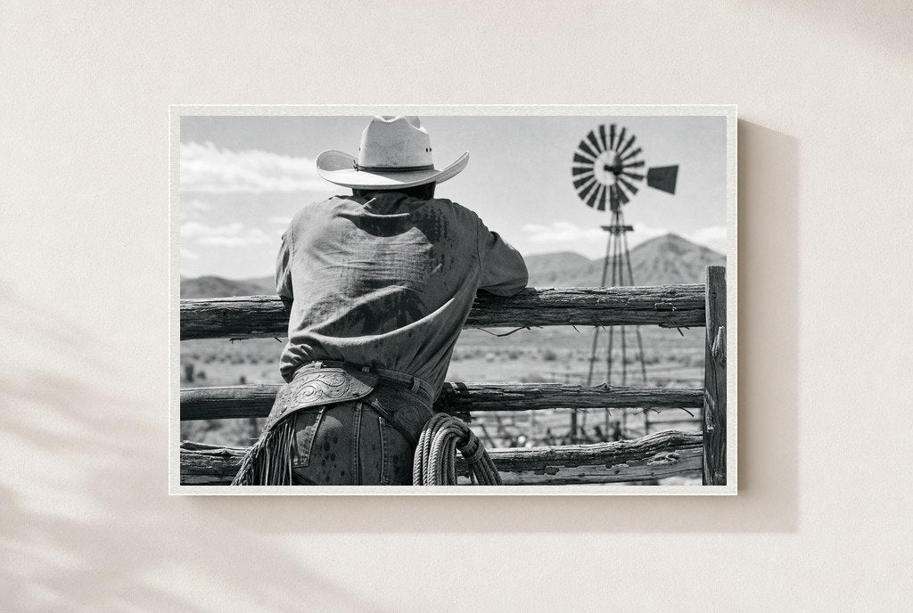Windmill Country, framed, white