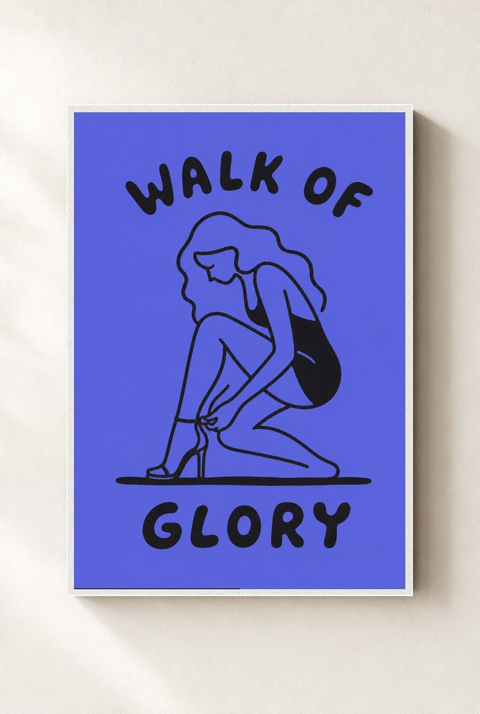 Walk of Glory print, mounted in a white wood frame on a cream wall.