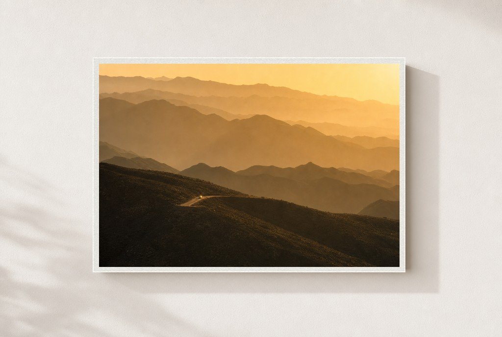 Amber Switchbacks, framed, white