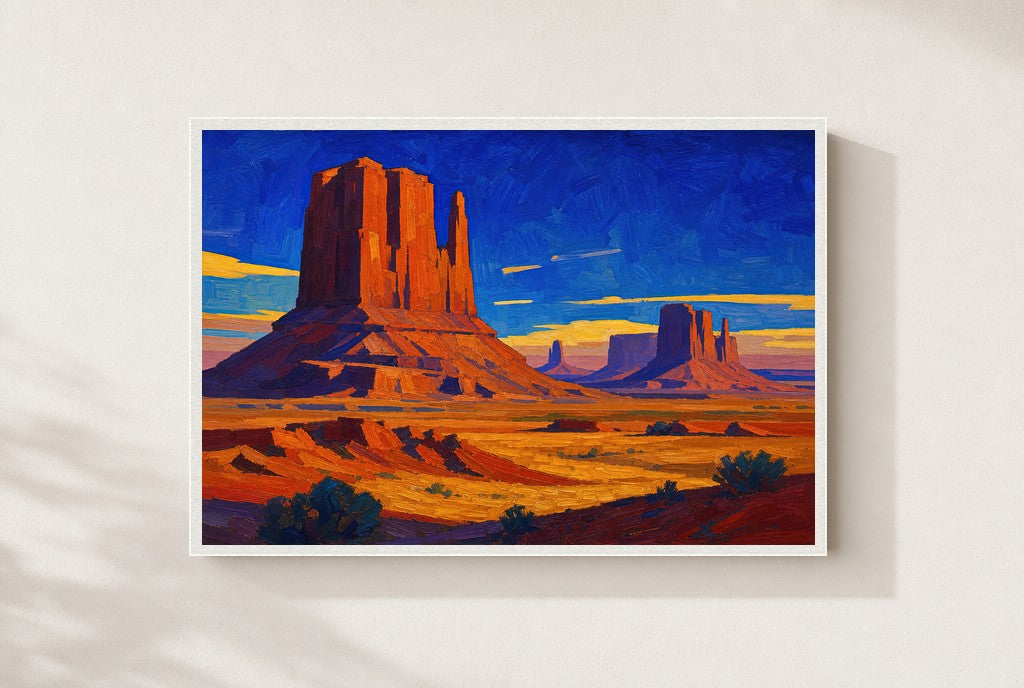 Buttes at First Light, framed close-up, white