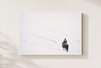 Rider in the Whiteout, framed, white
