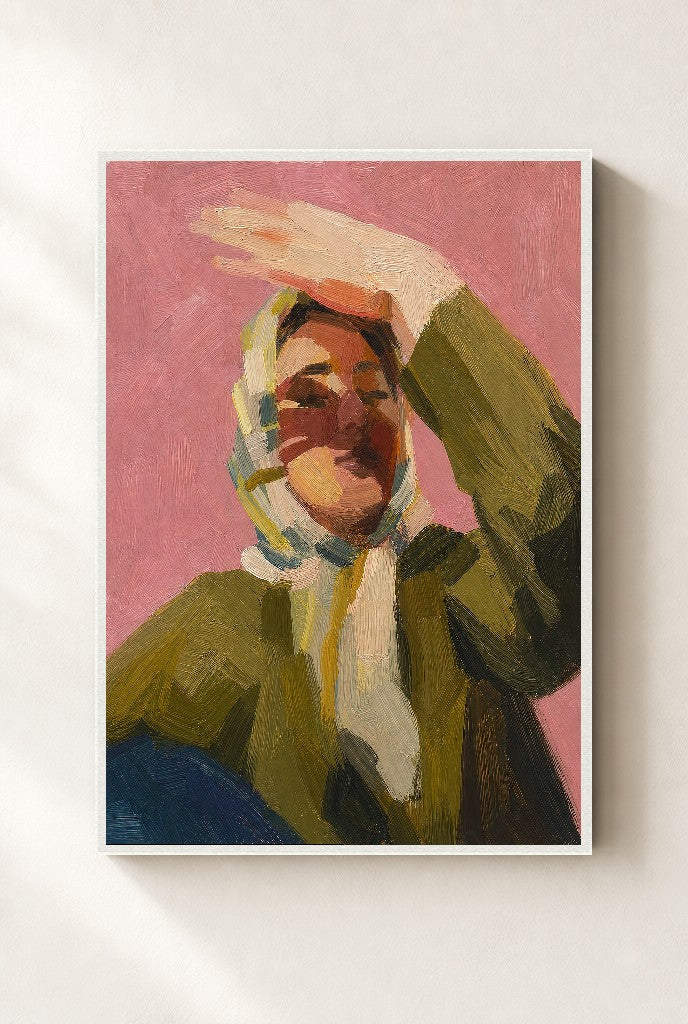 Olive Jacket, Pink, framed close-up, white