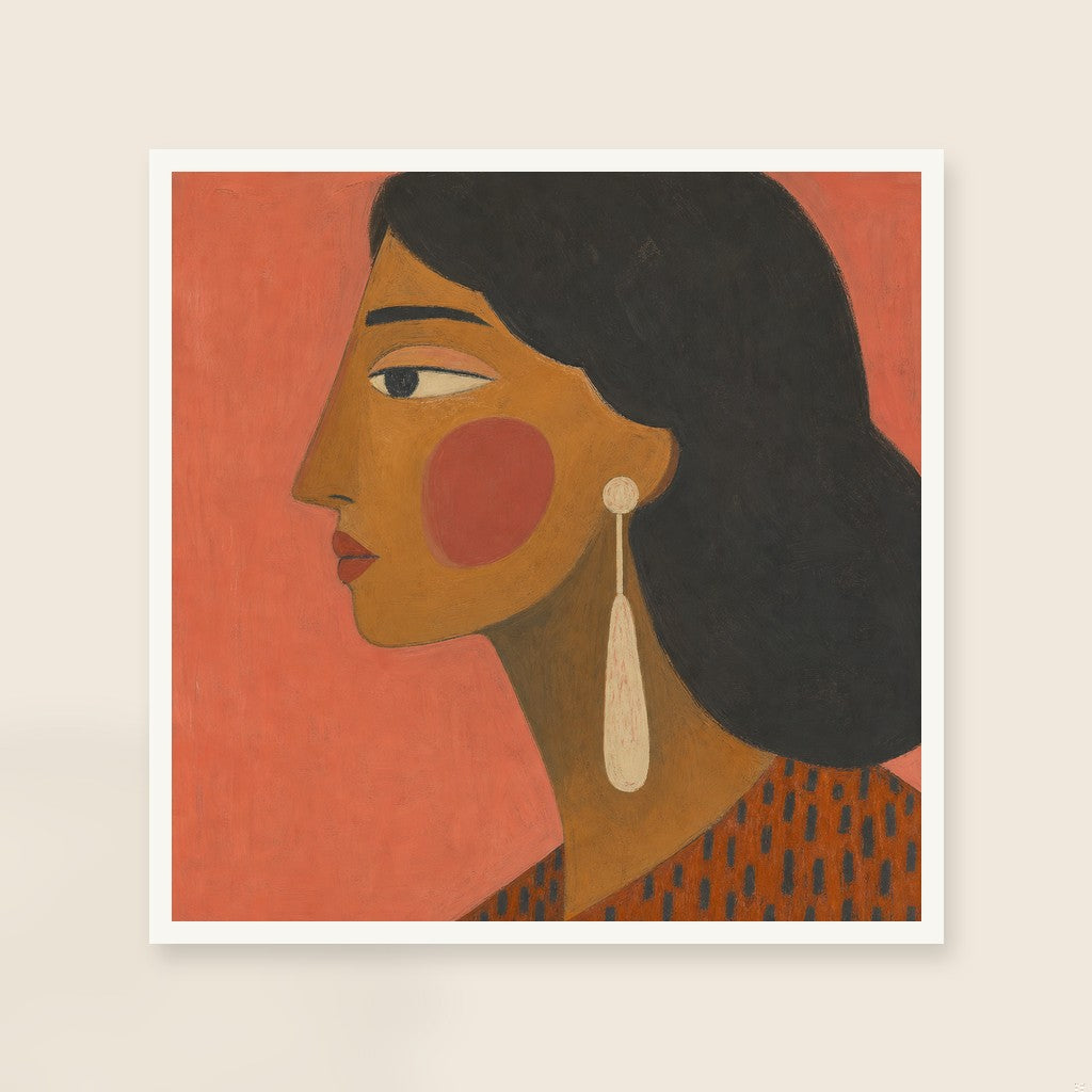 Profile in Coral, framed close-up, white