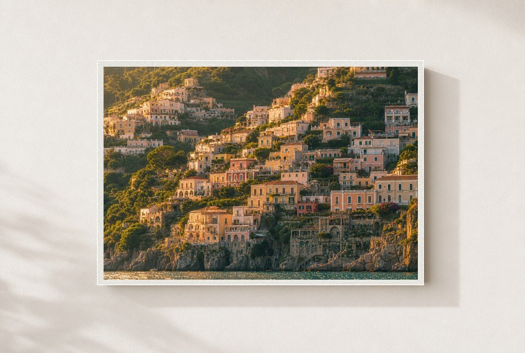 Stacked on the Cliff, framed, white