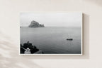 Watching the Far Rock, framed, white
