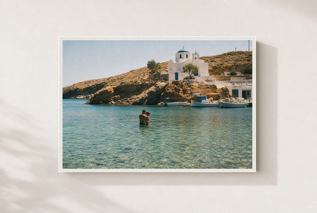 Aegean Whitewash, framed, white