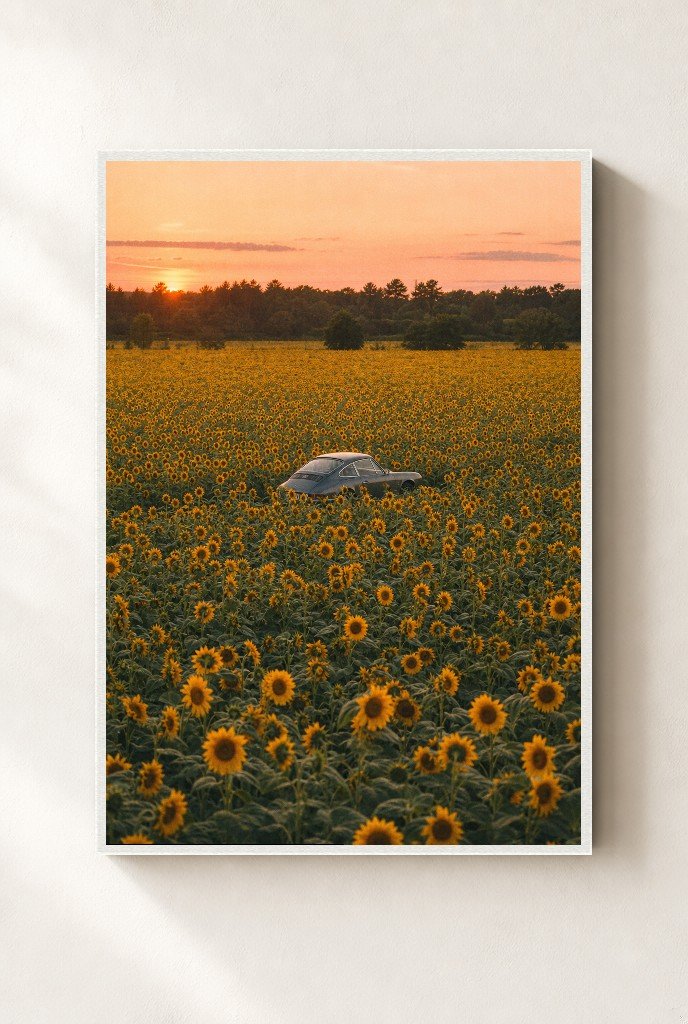 Hidden in the Sunflowers, framed, white