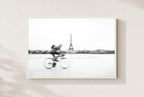 Blur Past the Tower, framed, white