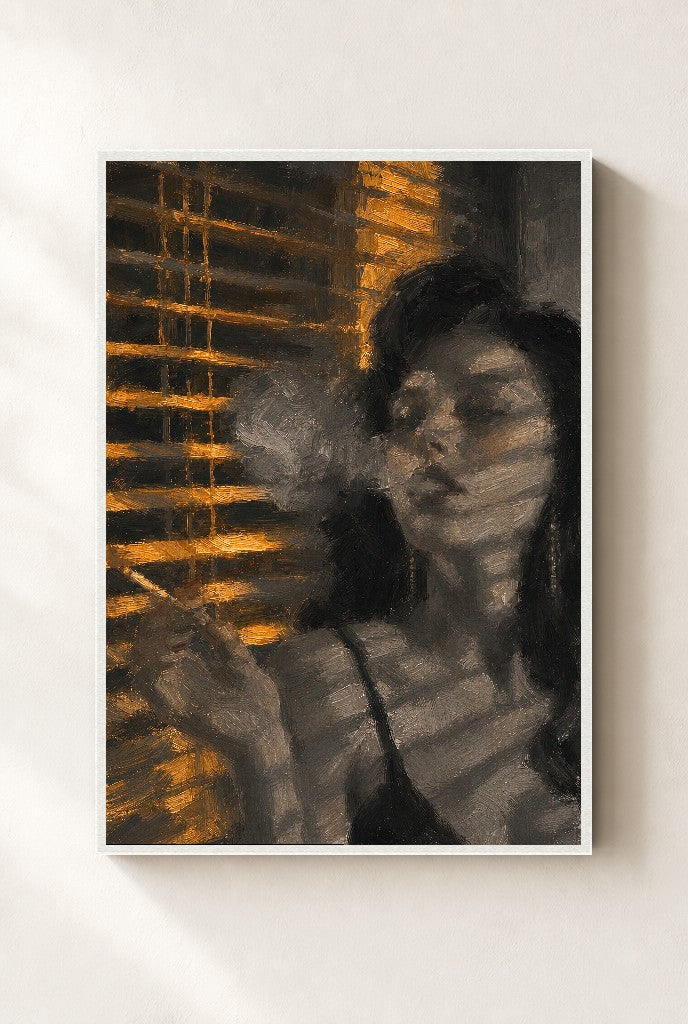 Through the Blinds, framed close-up, white