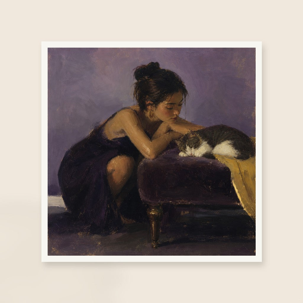 Don't Wake the Cat, framed close-up, white