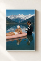 Champagne on the Lake, framed, white