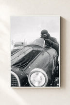 Snow Behind the Wheel, framed, white