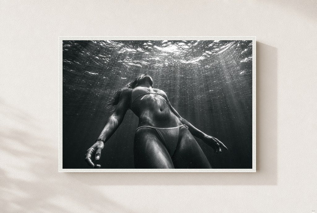 Held Underwater, framed, white
