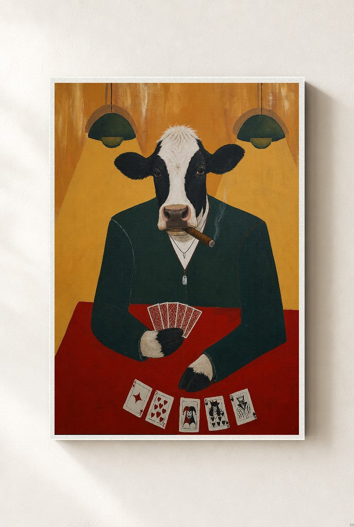 All In print, mounted in a white wood frame on a cream wall.