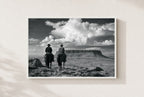 Two Riders, Big Sky, framed, white
