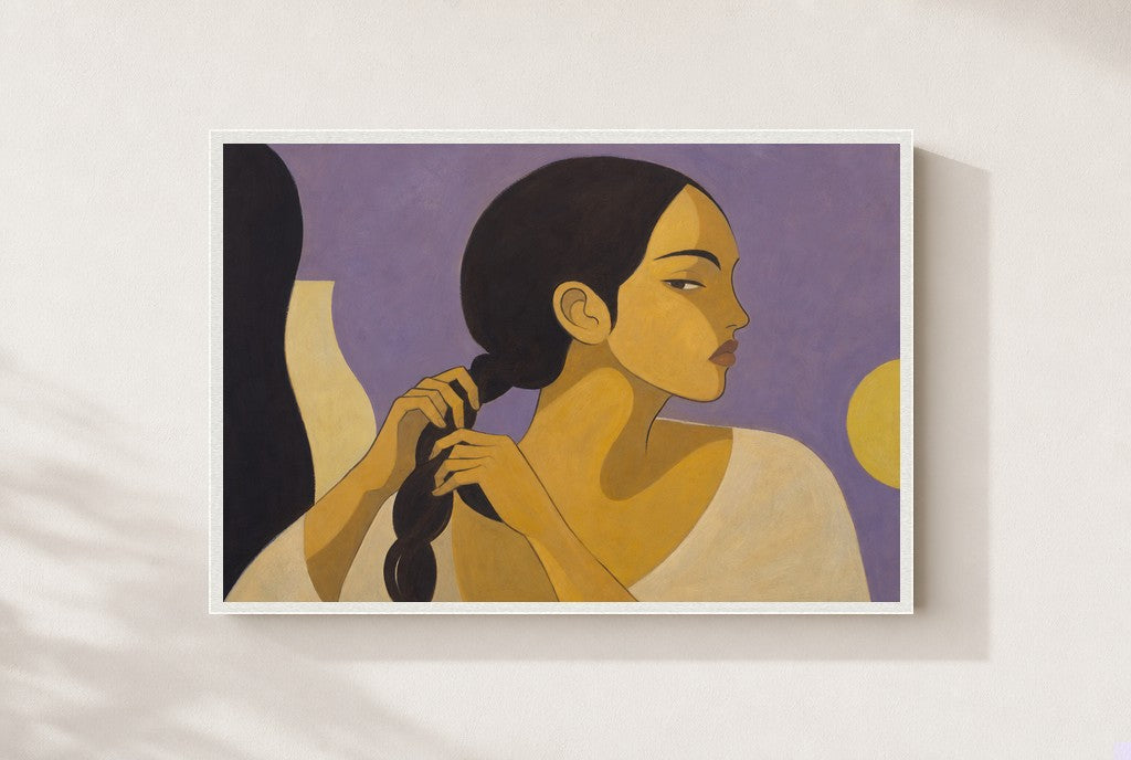 One Long Braid, framed close-up, white