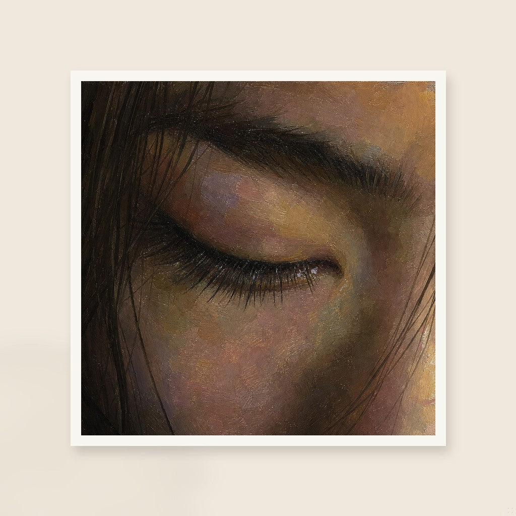 Just Resting My Eyes, framed close-up, white