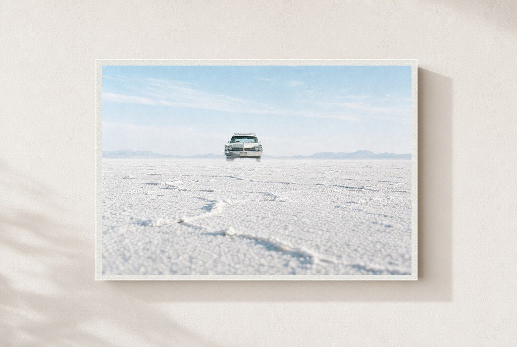 Salt Flat Solitaire, framed, white