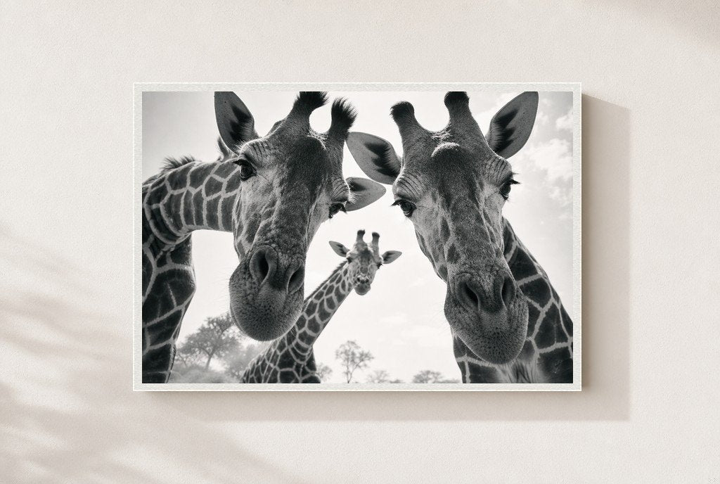 Two Necks, One Secret, framed, white