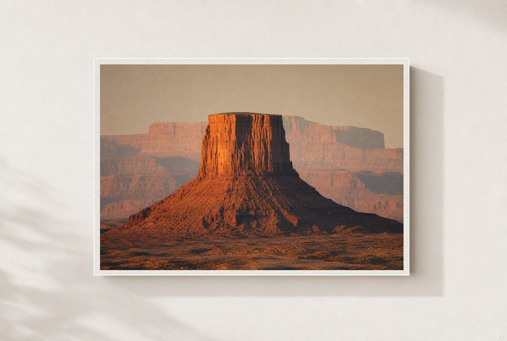 Red Mesa Hour, framed, white