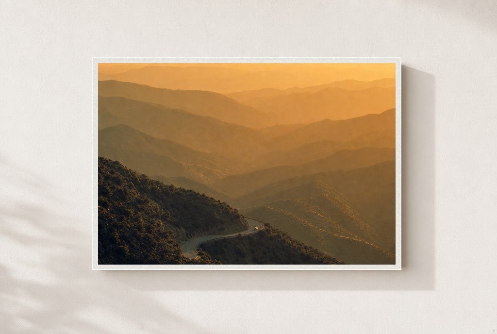 Ridgeline Haze, framed, white