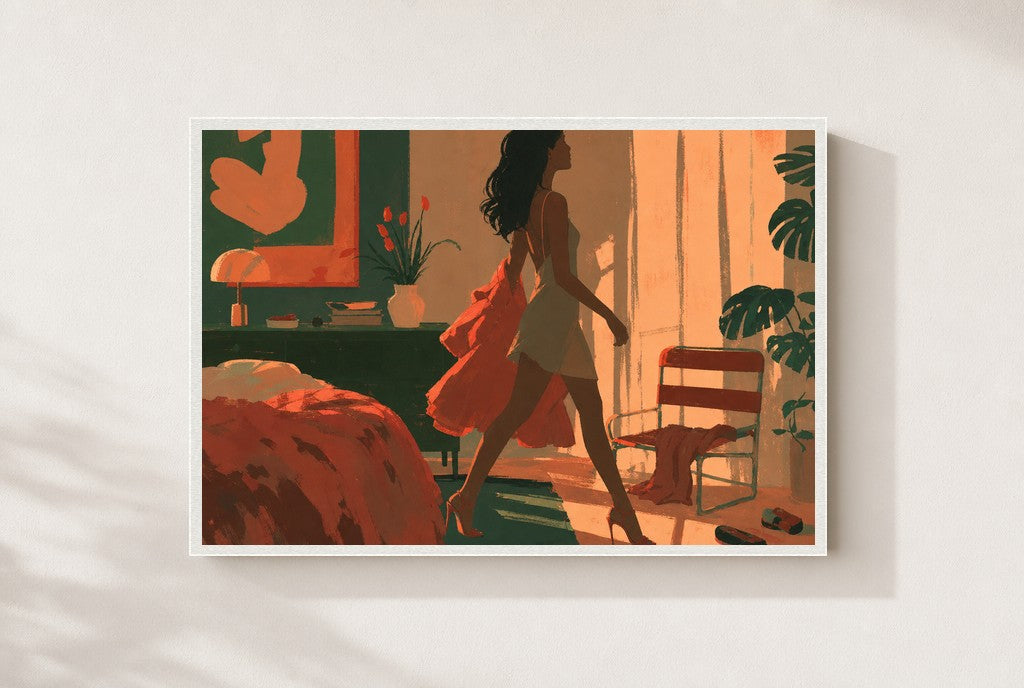 Out the Door in Coral, framed close-up, white